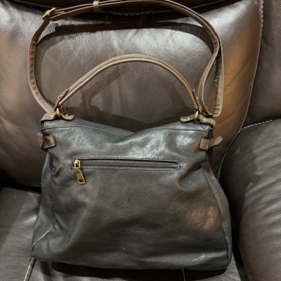 Black & Brown Leather shoulder/handle Satchel Bag- NICE! - Picture 2 of 5